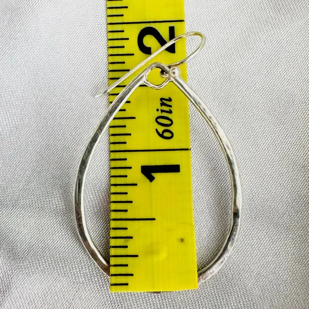 New Noa Zuman 925 Sterling Silver Textured Teardrop Dangle Earrings Handmade